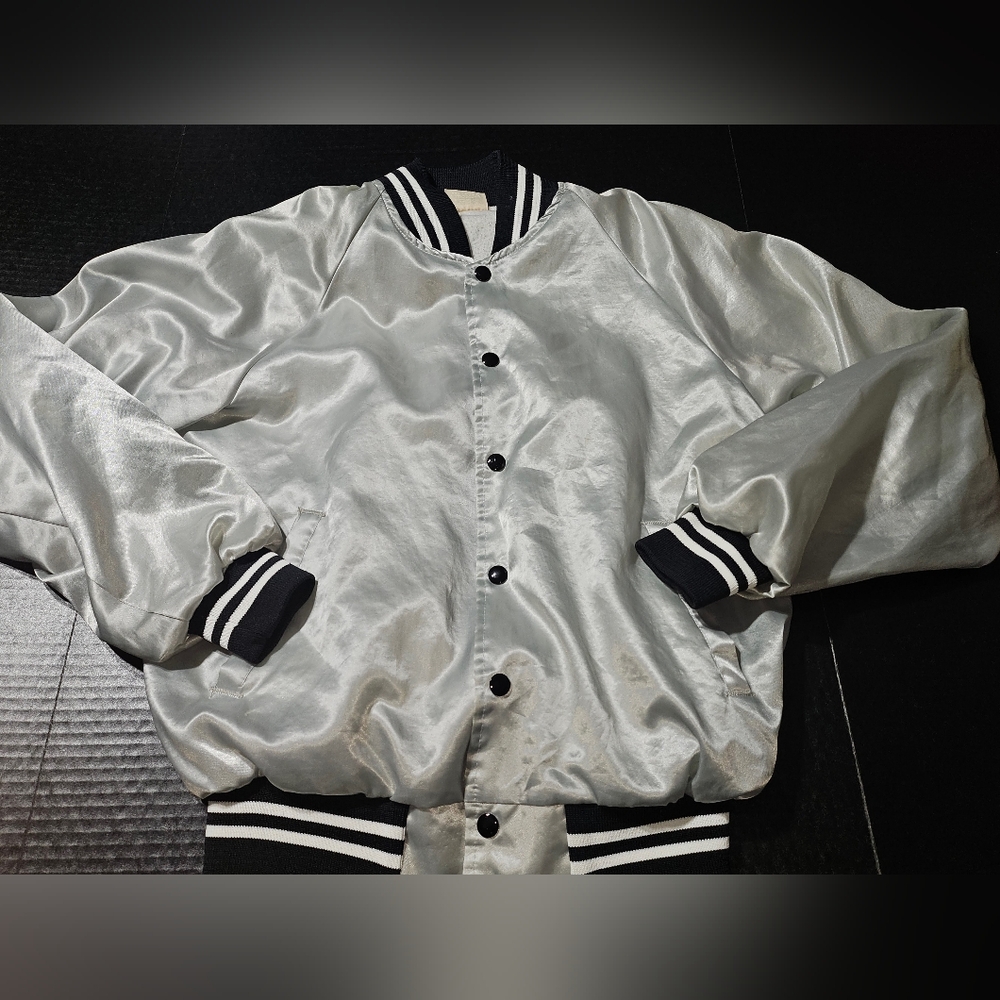 Vtg Avenal Gun Club Field Archers Satin Nylon‎ Bomber Jacket Mens Medium Cuffs